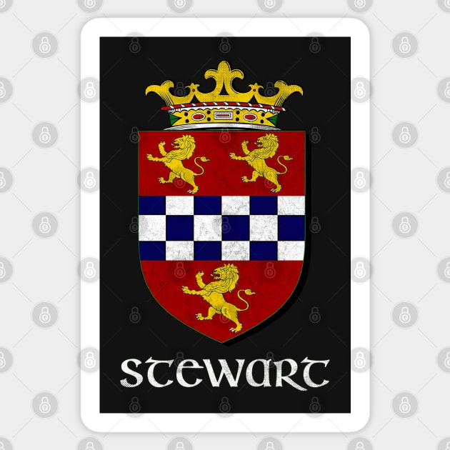 Stewart Name / Faded Style Family Crest Coat Of Arms Design Sticker by feck!